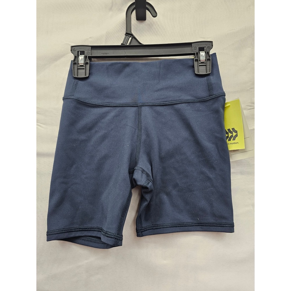 All in Motion Womens High Rise Bike Shorts Navy Nylon Blend Athletic Size Medium